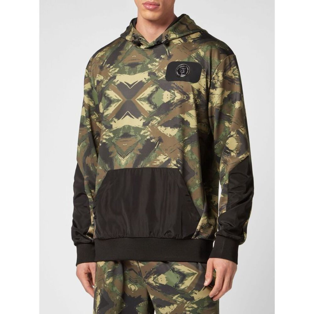 Plein Sport Men Plein Sport Relaxed Fit Camouflage Print Polyester Hoodie